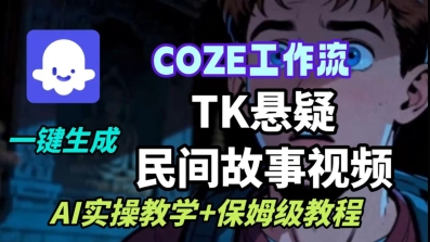 Coze扣子工作流一键生成TK悬疑民间故事视频,AI实操教学+保姆级教程-紫橙网创项目网