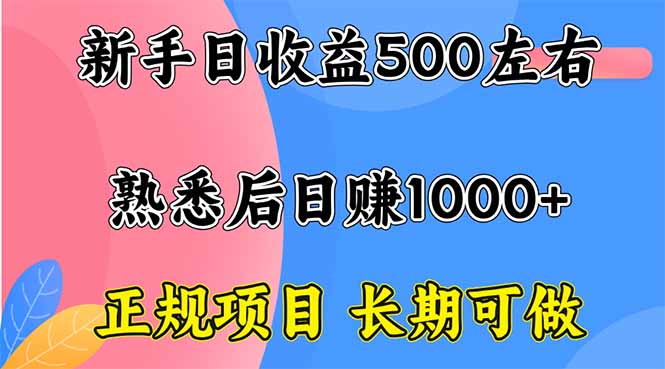 新手日收益500+ 正规项目 长期可做 - 中创网