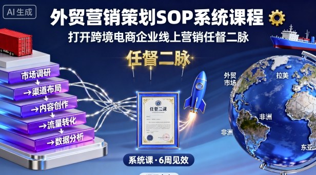 外贸营销策划SOP系统课程，打开跨境电商企业线上营销任督二脉 - 冒泡网赚