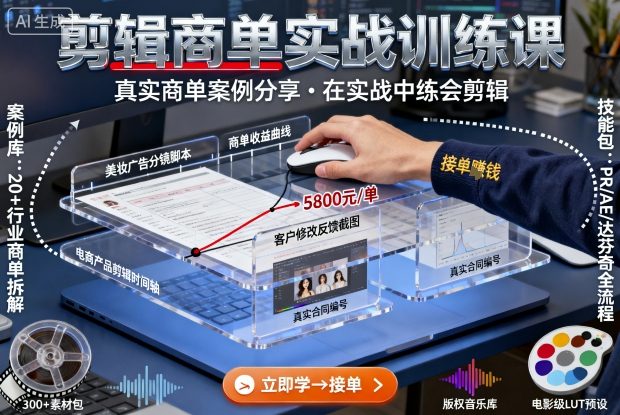 剪辑商单实战训练课，真实商单案例分享，在实战中练会剪辑 - 冒泡网赚