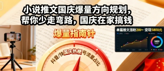 小说推文国庆爆量方向规划，帮你少走弯路，国庆在家搞钱 - 冒泡网赚