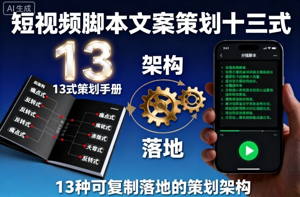 短视频脚本文案策划十三式，13种可复制落地的策划架构 - 冒泡网赚