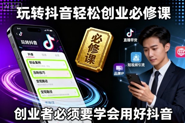 玩转抖音轻松创业必修课，创业者必须要学会用好抖音 - 冒泡网赚
