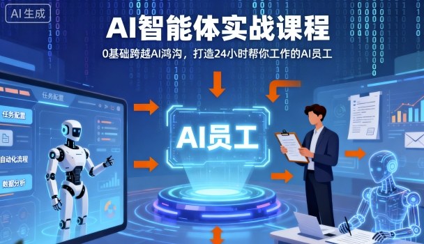 Ai智能体实战课程，0基础跨越Ai鸿沟，打造24小时帮你工作的Ai员工，打破常规，以实战定义Ai - 冒泡网赚