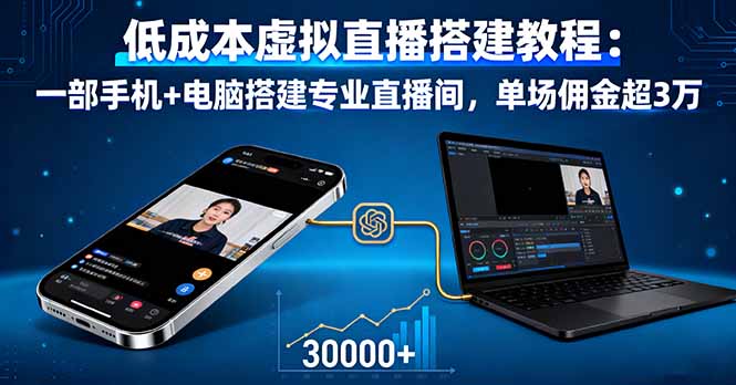 低成本虚拟直播搭建教程：一部手机+电脑搭建专业直播间，单场佣金超3万 - 中创网