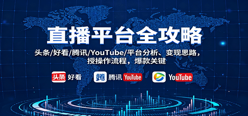 直播平台全攻略：头条/好看/腾讯/YouTube/平台分析、变现思路，授操作流程，爆款关键 - 福缘创业网