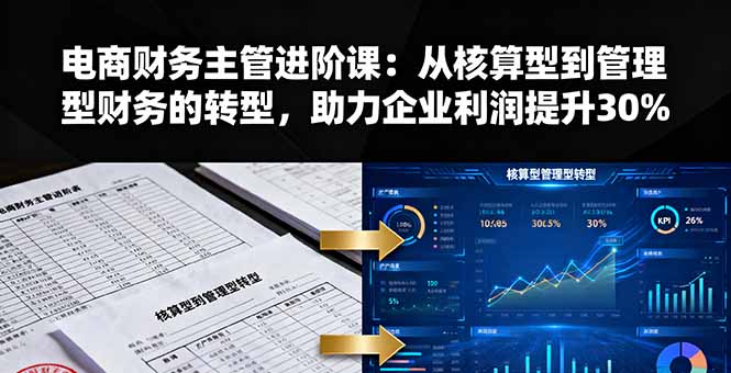 电商财务主管进阶课:从核算型到管理型财务的转型,助力企业利润提升30%-紫橙网创项目网