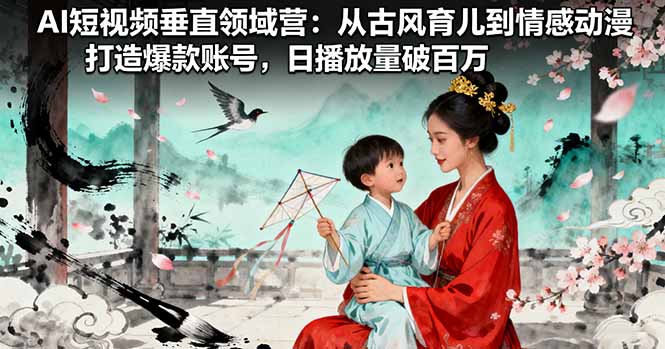 AI短视频垂直领域营：从古风育儿到情感动漫，打造爆款账号,日播放量破百万 - 中创网