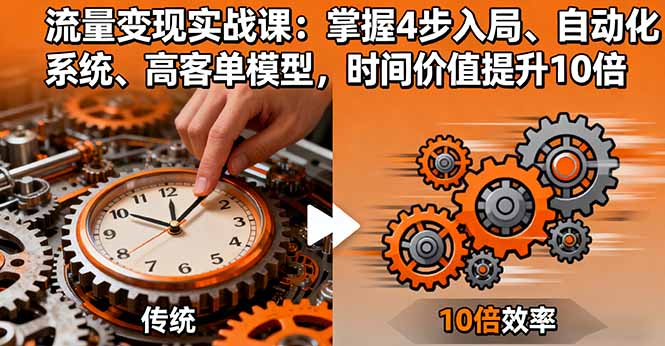 流量变现实战课:掌握4步入局、自动化系统、高客单模型,时间价值提升10倍-紫橙网创项目网