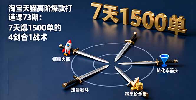 淘宝天猫高阶爆款打造课73期：7天爆1500单的4剑合1战术 - 中创网