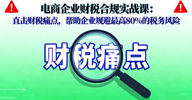 电商企业财税合规实战课,直击财税痛点,帮助企业规避最高80%的税务风险-紫橙网创项目网