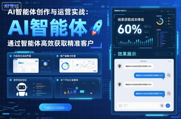 AI智能体创作与运营实战，实体门店通过智能体高效获取精准客户 - 冒泡网赚