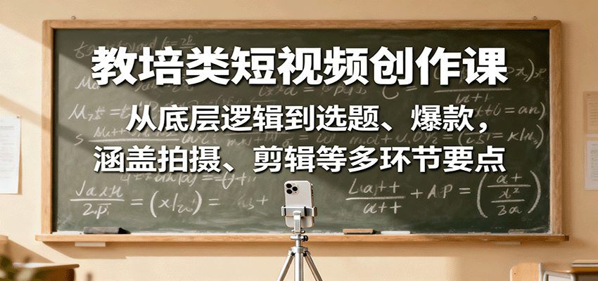 教培类短视频创作课：从底层逻辑到选题、爆款，涵盖拍摄、剪辑等多环节要点 - 福缘创业网