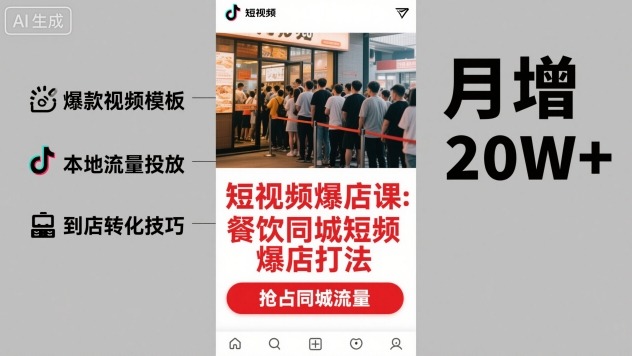 短视频爆店课，餐饮同城短视频爆店打法 - 冒泡网赚