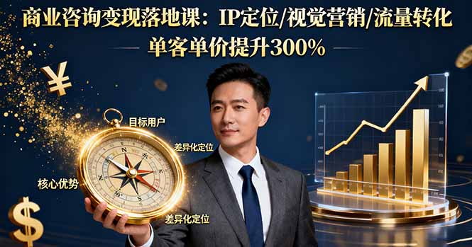 商业咨询变现落地课：IP定位/视觉营销/流量转化，单客单价提升300% - 中创网