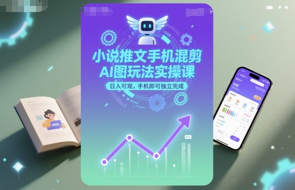 小说推文手机混剪AI图玩法实操课,日入可观,手机即可独立完成-紫橙网创项目网