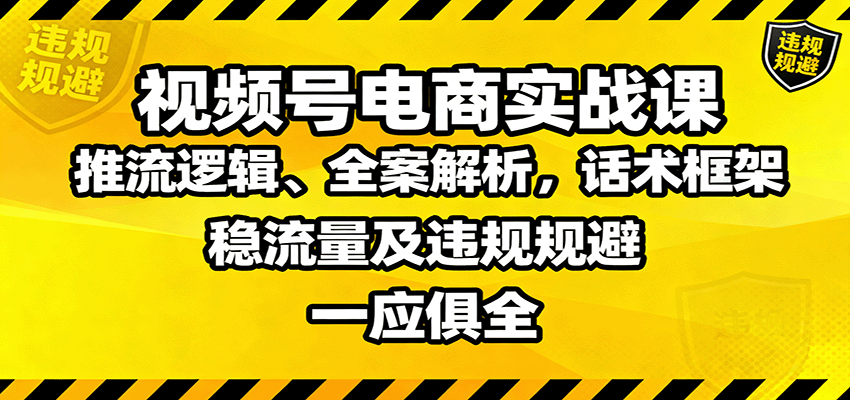 视频号电商实战课:推流逻辑、全案解析,话术框架,稳流量及违规规避等-紫橙网创项目网