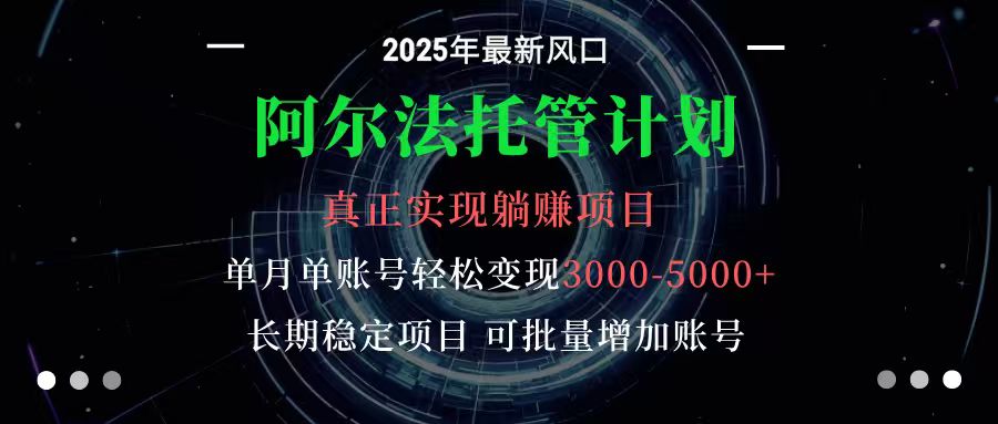 阿尔法托管计划 单账号月入3000-5000,长期稳定项目,新手小白轻松上手-紫橙网创项目网