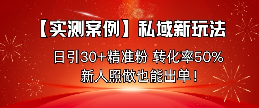 【实测案例】私域新玩法，日引30+精准粉，转化率50%，新人照做也能出单！ - 冒泡网赚