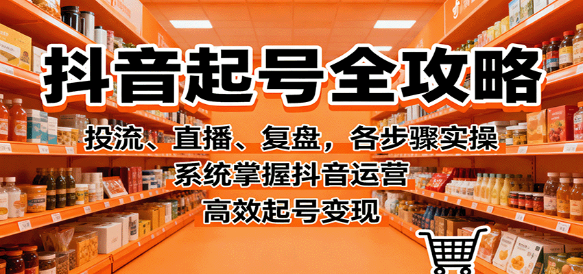 抖音起号全攻略,投流、直播、复盘,各步骤实操,系统掌握抖音运营,高效起号变现-紫橙网创项目网
