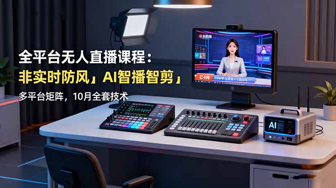 全平台无人直播课程：非实时防风＋AI智播智剪＋多平台矩阵，10月全套技术 - 中创网