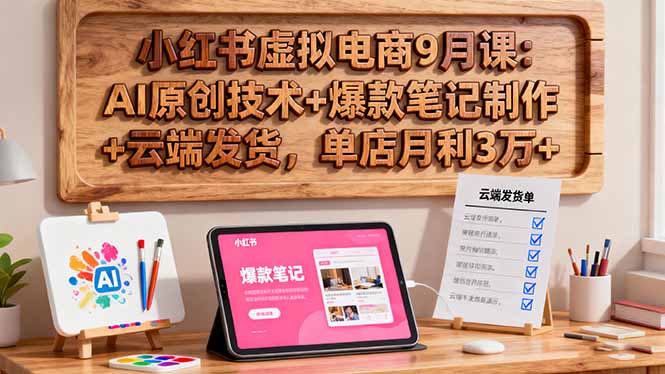 小红书虚拟电商9月课：AI原创技术+爆款笔记制作+云端发货，单店月利3万+ - 中创网
