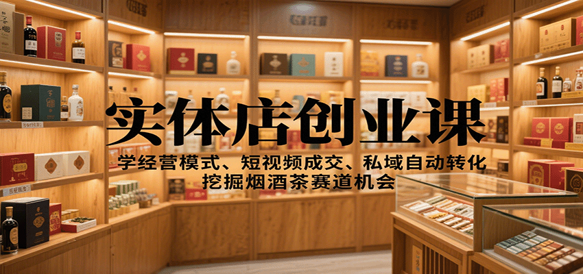 实体店创业课:学经营模式、短视频成交、私域自动转化,挖掘烟酒茶赛道机会-紫橙网创项目网