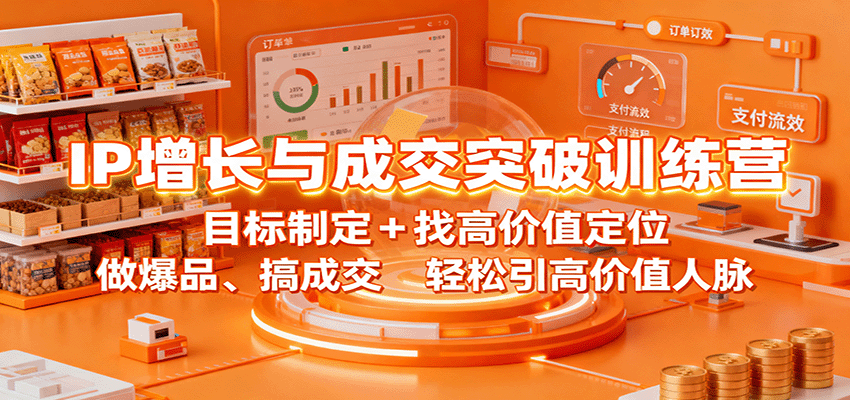 IP增长与成交突破训练营:目标制定+找高价值定位,做爆品、搞成交,轻松引高价值人脉-紫橙网创项目网