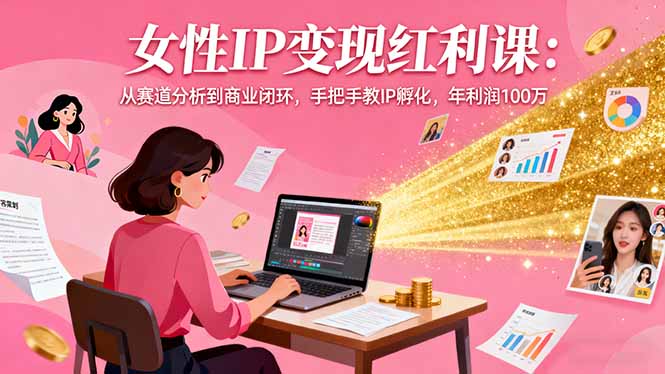 女性IP变现红利课:从赛道分析到商业闭环,手把手教IP孵化,年利润100万-紫橙网创项目网