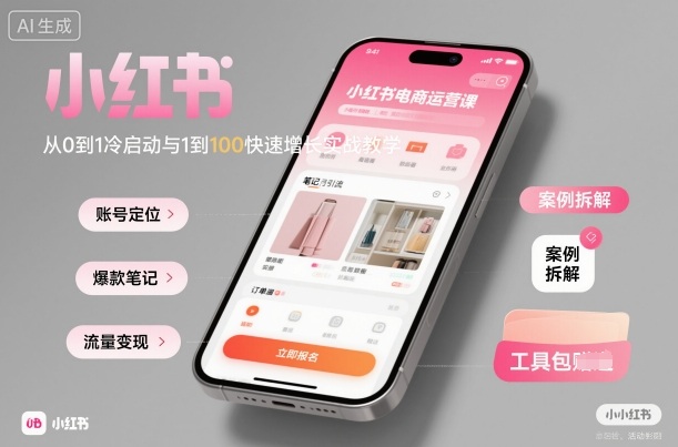 小红书电商运营课：从0到1冷启动与1到100快速增长实战教学 - 冒泡网赚
