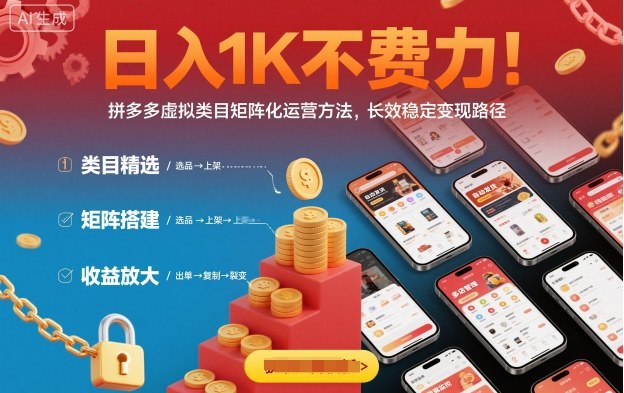 日入1K不费力！拼多多虚拟类目矩阵化运营方法，长效稳定变现路径 - 冒泡网赚