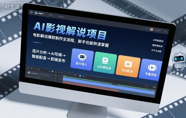 AI影视解说项目，电影解说爆款制作全流程，新手也能快速掌握 - 冒泡网赚