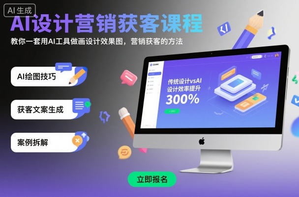 AI设计营销获客课程，教你一套用AI工具做画设计效果图，营销获客的方法 - 冒泡网赚