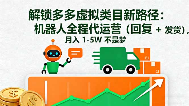解锁多多虚拟类目新路径:机器人全程代运营(回复 + 发货),月入 1-5W...-紫橙网创项目网