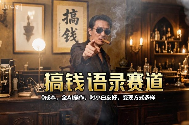 搞钱语录赛道，0成本，全AI操作，对小白友好，变现方式多样 - 冒泡网赚