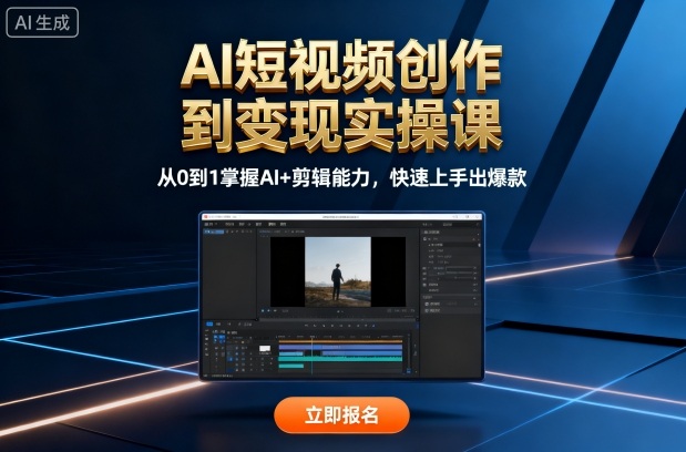 AI短视频创作到变现实操课，从0到1掌握AI+剪辑能力，快速上手出爆款（更新10月） - 冒泡网赚