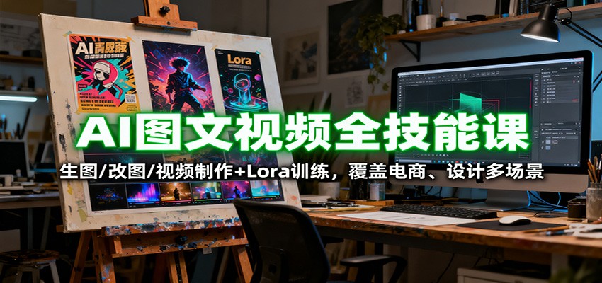 AI图文视频全技能课：生图/改图/视频制作+Lora训练，覆盖电商 、设计多场景 - 福缘创业网