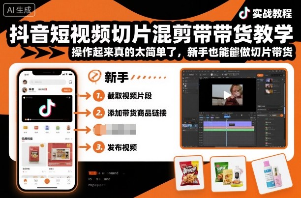 抖音短视频切片混剪带货教学，操作起来真的太简单了，新手也能做切片带货 - 冒泡网赚