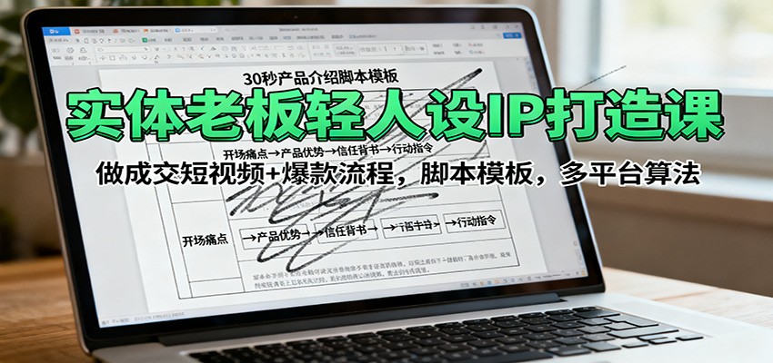 实体老板轻人设IP打造课：做成交短视频+爆款流程，脚本模板，多平台算法 - 福缘创业网