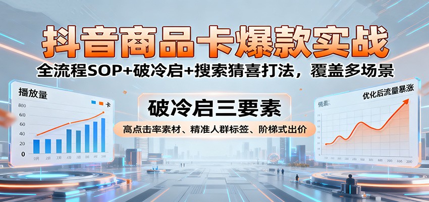 抖音商品卡爆款实战：全流程SOP+破冷启+搜索猜喜打法，覆盖多场景 - 福缘创业网