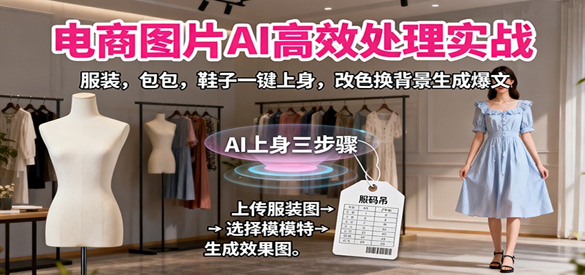 电商图片AI高效处理实战，服装，包包，鞋子一键上身，改色换背景生成爆文 - 福缘创业网