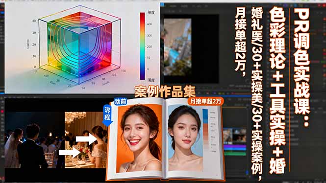 PR调色实战课:色彩理论+工具实操+婚礼医美/30+实操案例,月接单超2万-紫橙网创项目网