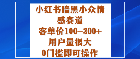 小红书暗黑小众情感赛道，客单价100-300+用户量很大，0门槛即可操作 - 冒泡网赚