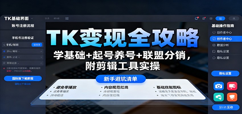 TK变现全攻略：学基础+起号养号+联盟分销，附剪辑工具实操 - 福缘创业网