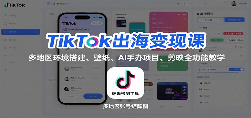 TikTok出海变现课:多地区环境搭建、壁纸、AI 手办项目、剪映全功能教学-紫橙网创项目网