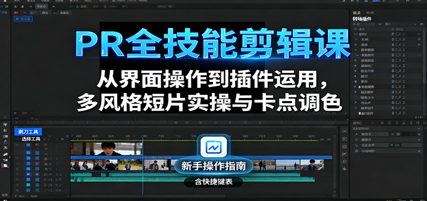 PR全技能剪辑课：从界面操作到插件运用，多风格短片实操与卡点调色 - 福缘创业网