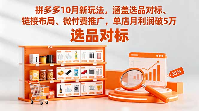 拼多多10月新玩法,涵盖选品对标、链接布局、微付费推广,单店月利润破5万-紫橙网创项目网
