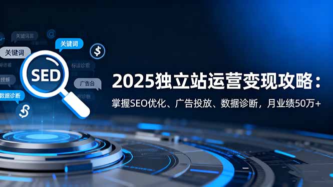 2025独立站运营变现攻略:掌握SEO优化、广告投放、数据诊断,月业绩50万+-紫橙网创项目网