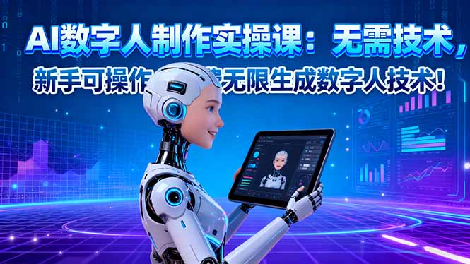 AI数字人制作实操课:无需技术,新手可操作,免费无限生成数字人技术!-紫橙网创项目网