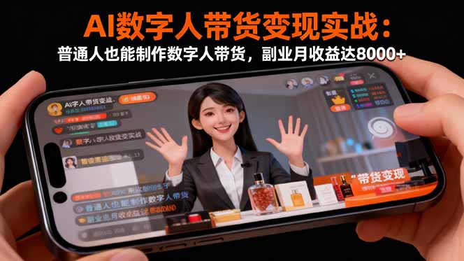 AI数字人带货变现实战:普通人也能制作数字人带货,副业月收益达8000+-紫橙网创项目网